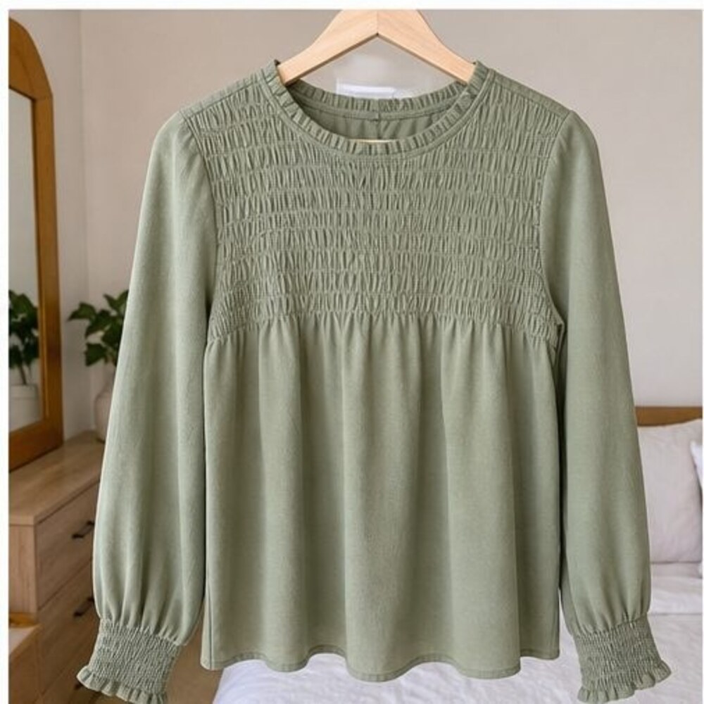 Sage Smocked Top